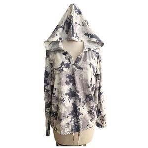 Brushed Blue Gray Tie Die Soft Hoodie Size L